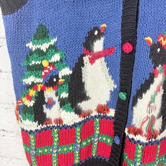 Vintage Hand Knitted Erika Penguin Winter Sweater Vest - Picture 3 of 5